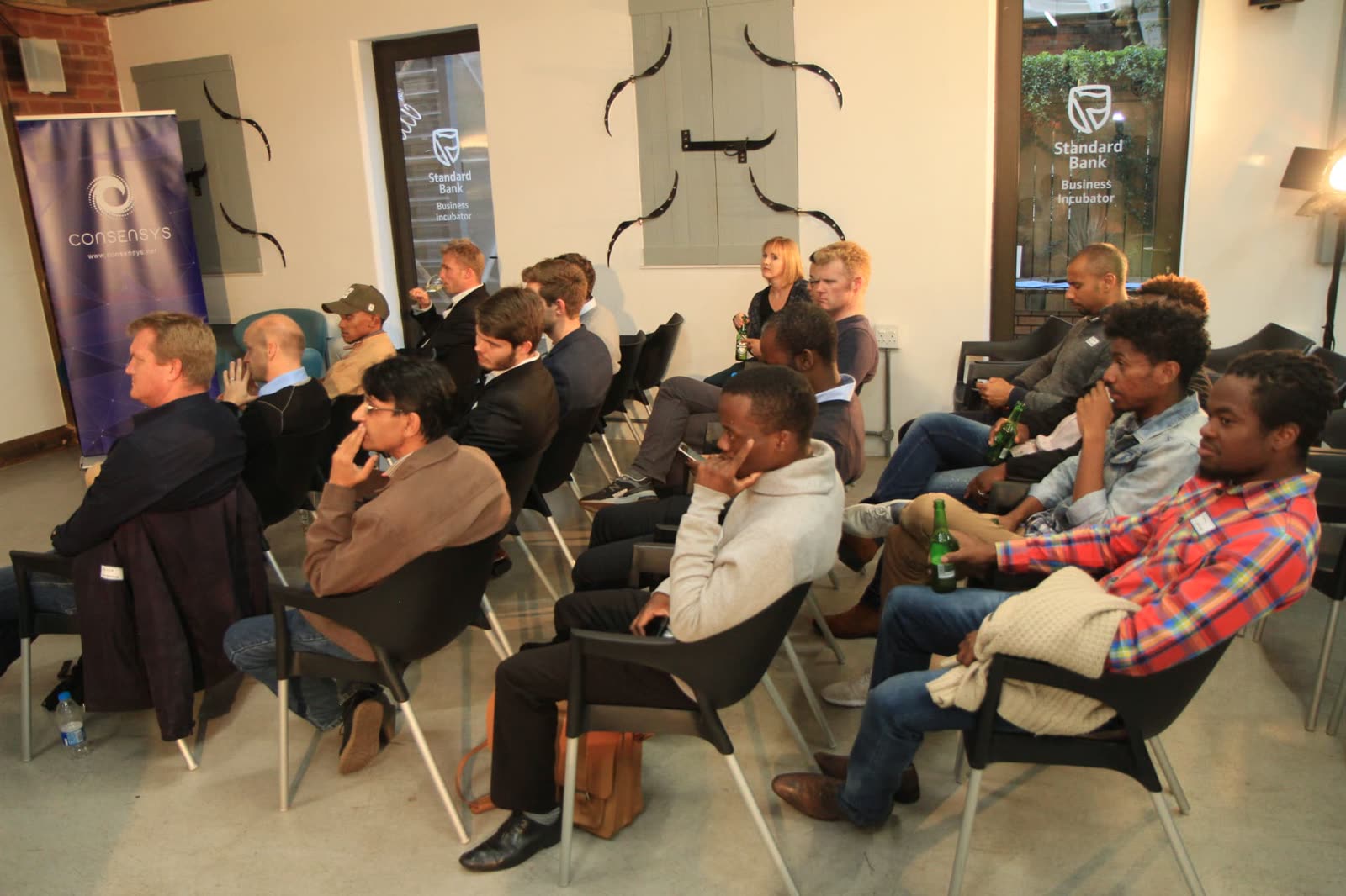 EthJoburg 1 — A full house at the Standard Bank Incubator, Rosebank.