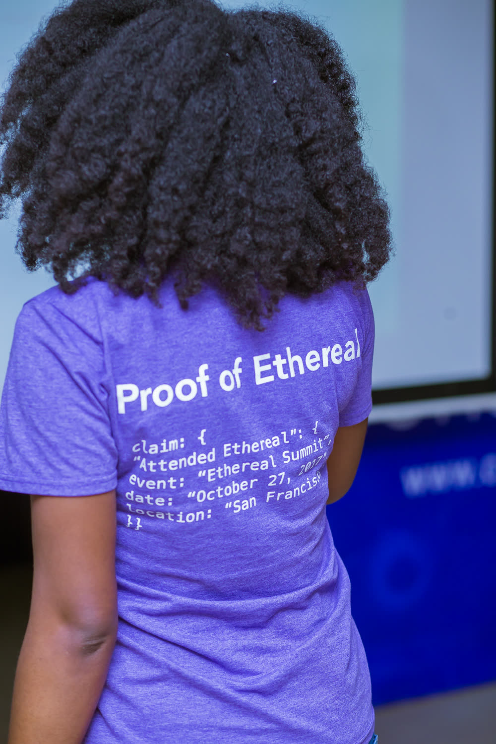 EthLagos 1 — "Proof of Ethereal" — a verifiable credential worn as a shirt.
